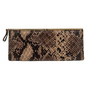 Navoh Snakeskin Print Clutch Evening Bag With Chain Strap‎ Gold Tone Clasp